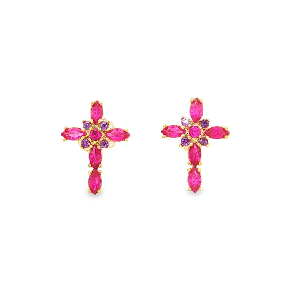 crux gold fucsia&ametista earrings