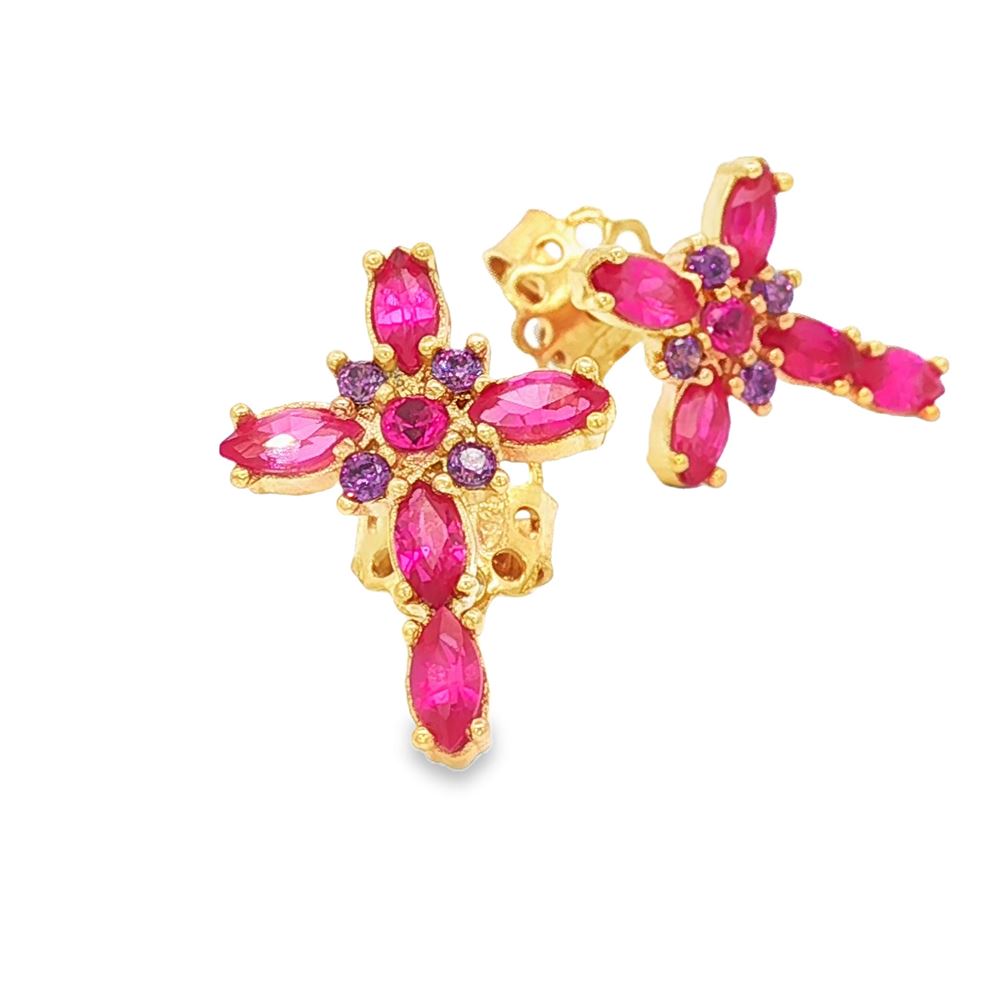 crux gold fucsia&ametista earrings