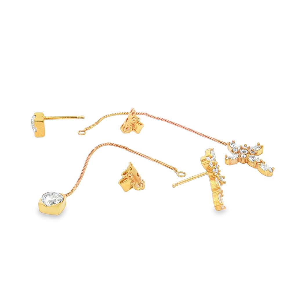 crux gold crystal leadings earrings