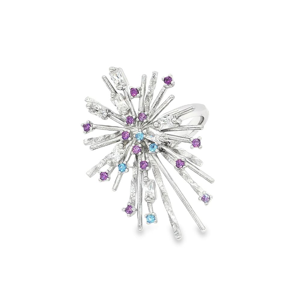 firework crystal ametista celeste ring