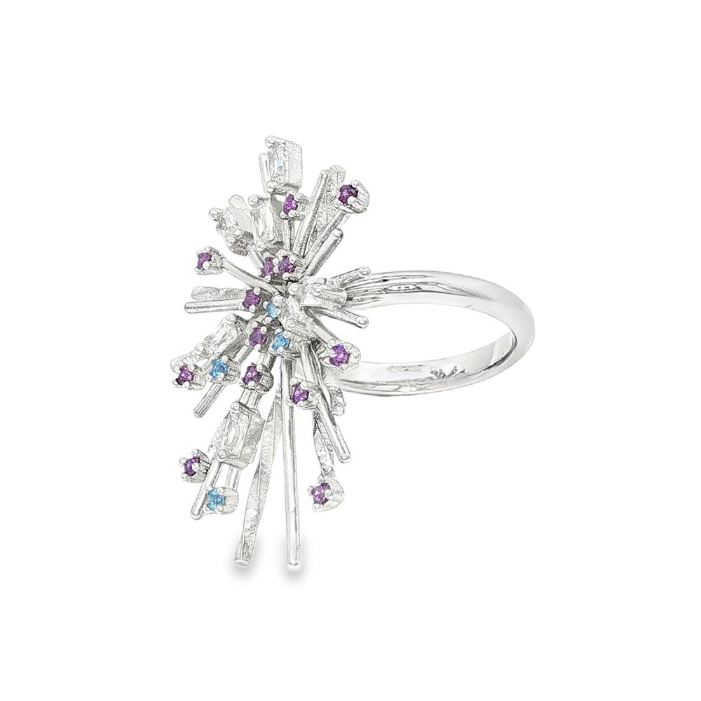 firework crystal ametista celeste ring