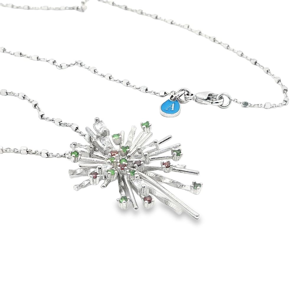 firework crystal orange green necklace