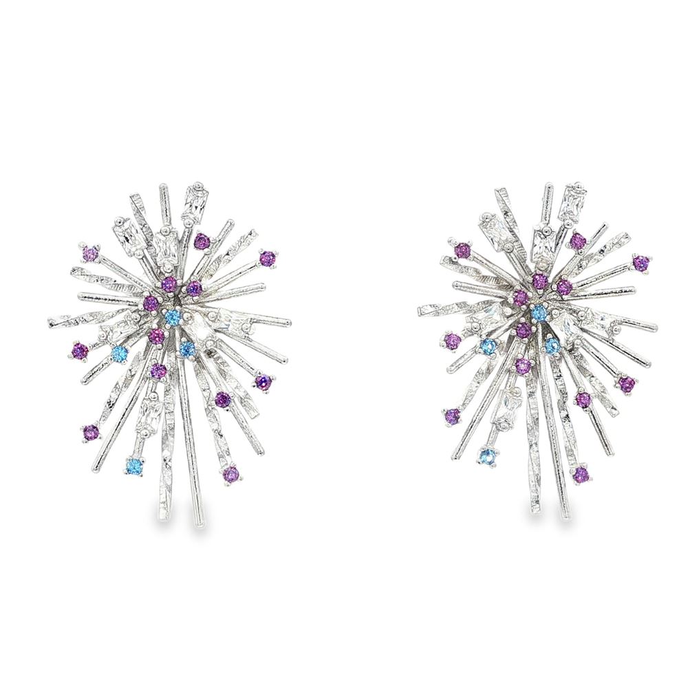 firework crystal ametista celeste earrings