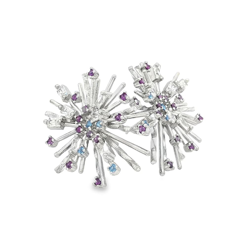 firework crystal ametista celeste earrings