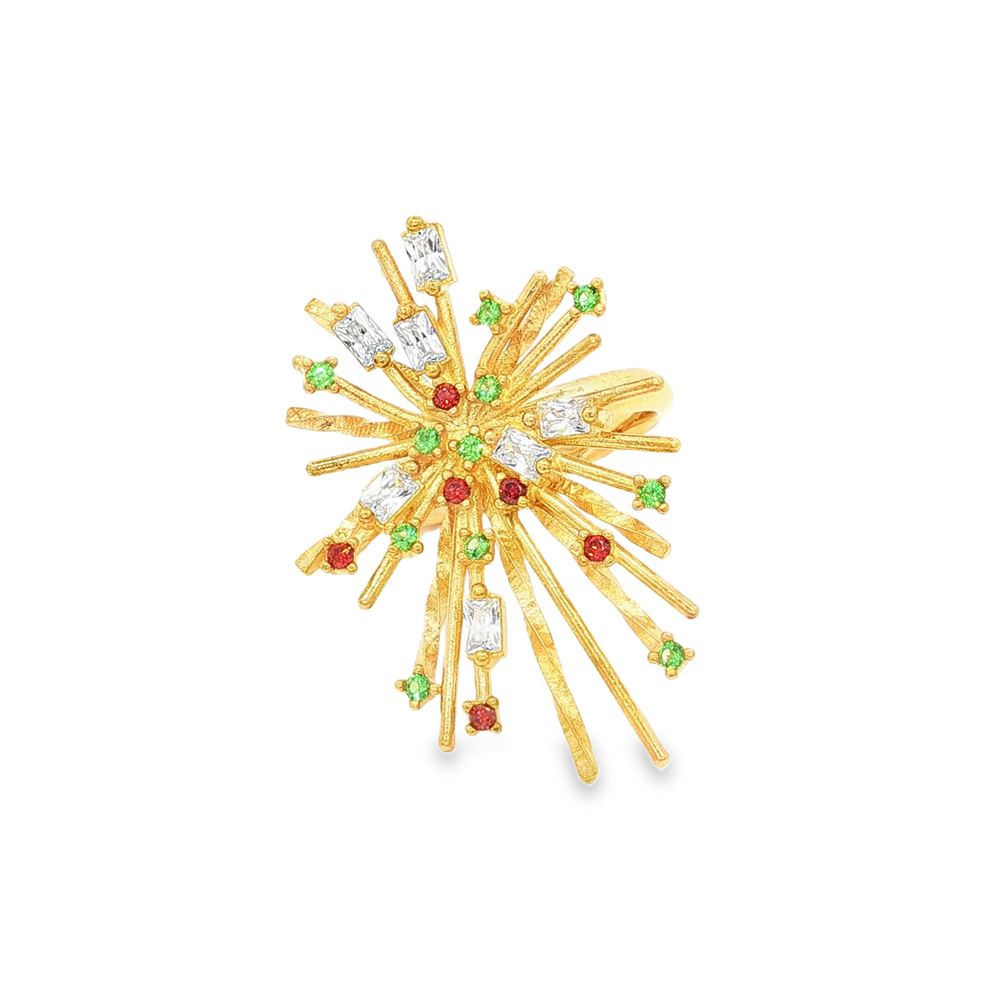 firework gold crystal orange green ring