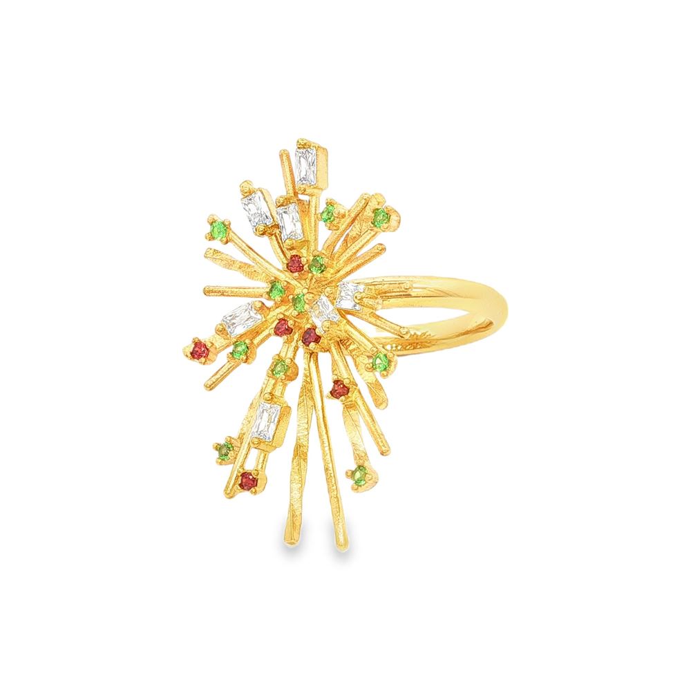 firework gold crystal orange green ring