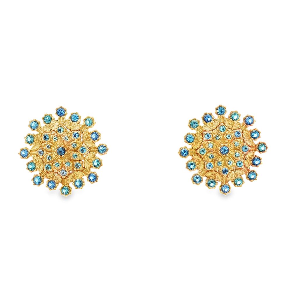 flake gold celeste&acquamarina earrings