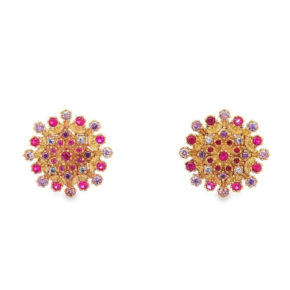 flake gold morganite&ametista&fucsia earrings