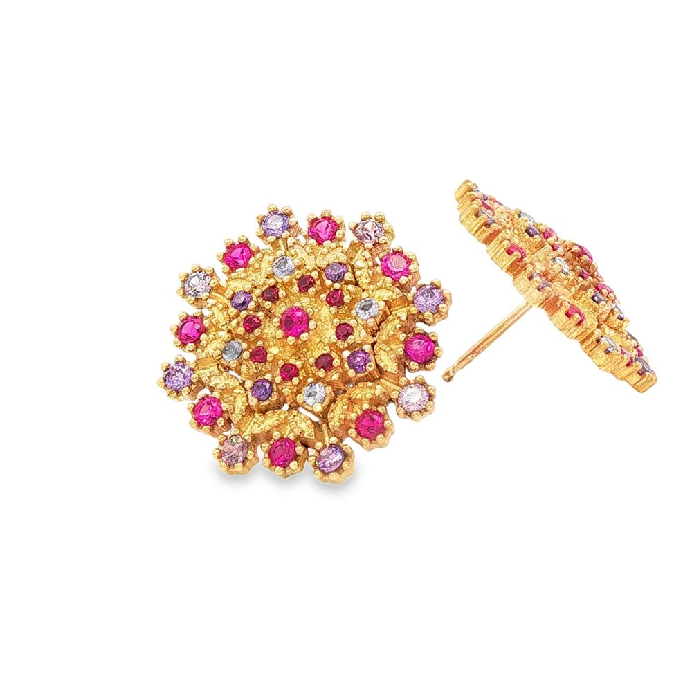 flake gold morganite&ametista&fucsia earrings