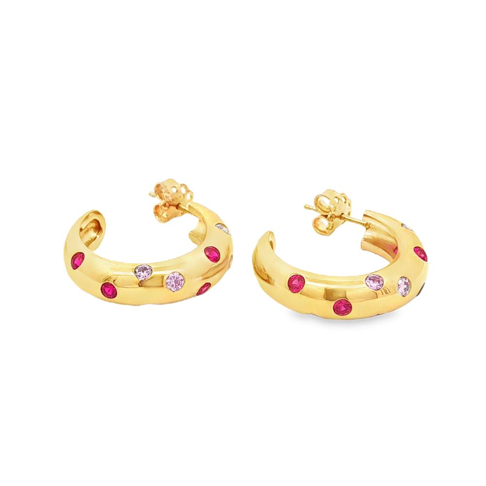 GLAMOUR GOLD ROSA&FUCSIA EARRINGS