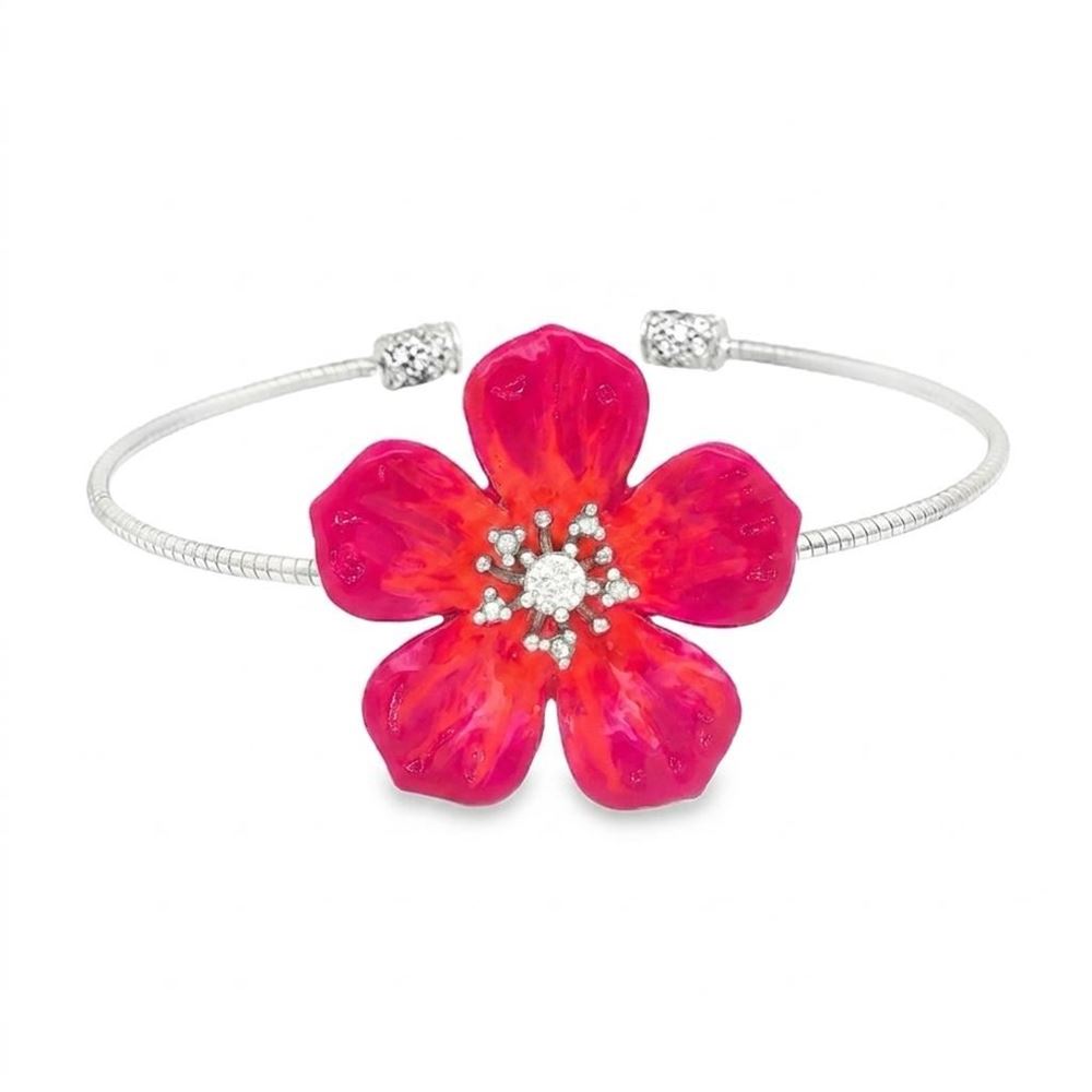 plumeria crystal fucsia ring