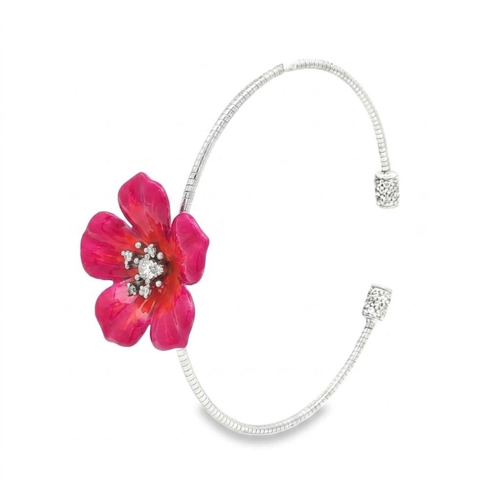 plumeria crystal fucsia ring
