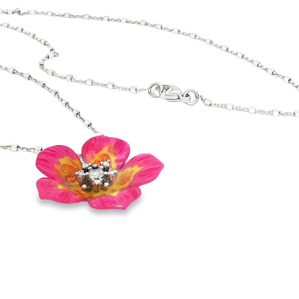 plumeria crystal pink&yellow necklace
