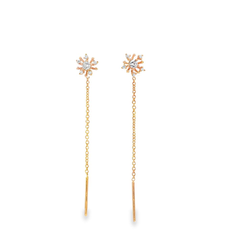 plumeria gold chain crystal earrings