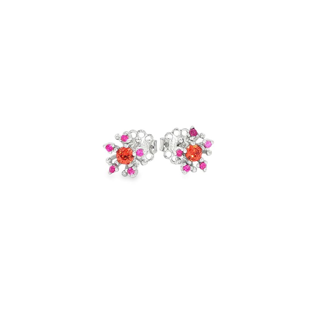plumeria orange&fucsia earrings