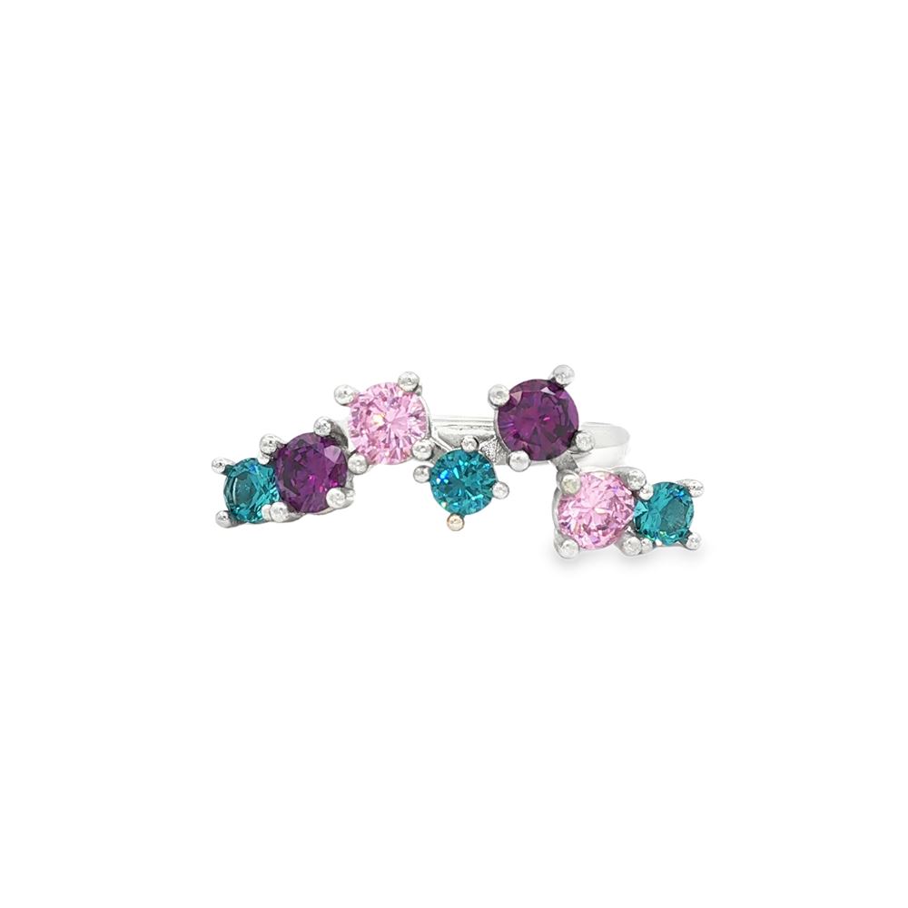 rainbow paraiba&ametista&rosa ring