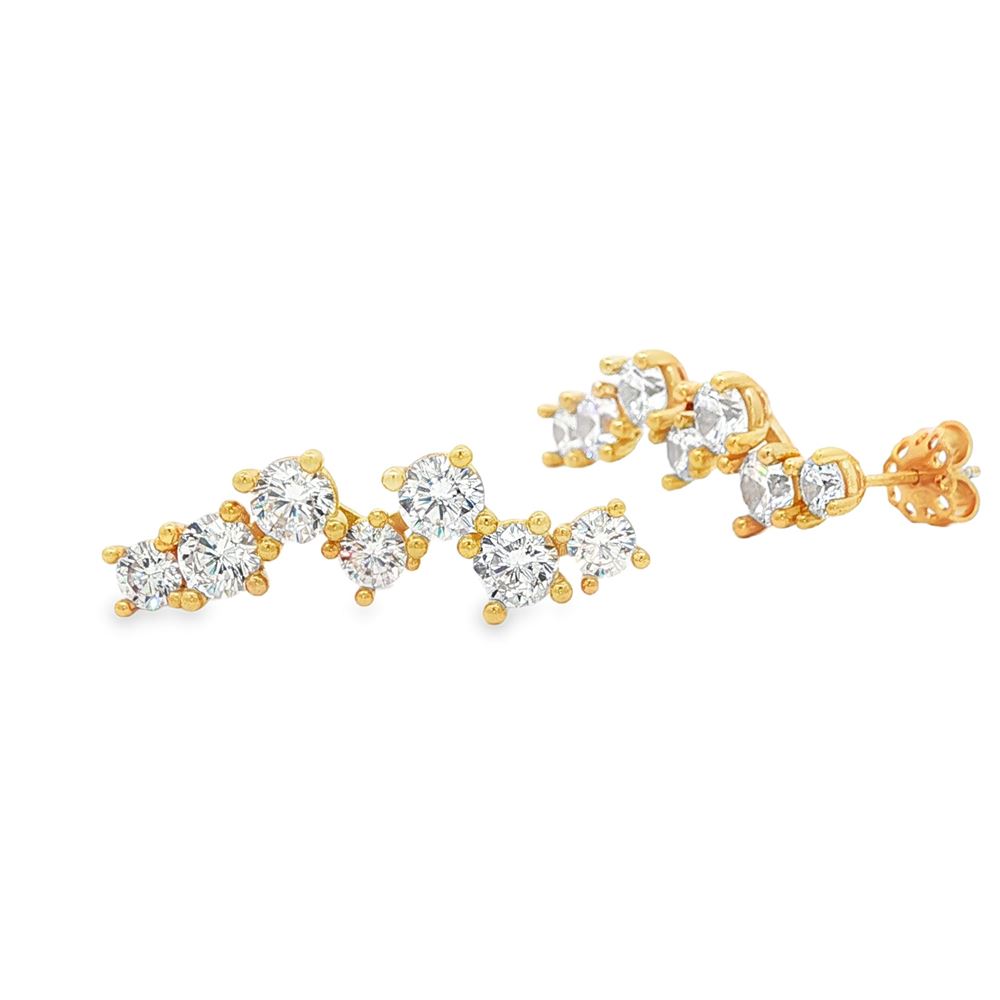 rainbow gold crystal lateral pin earrings