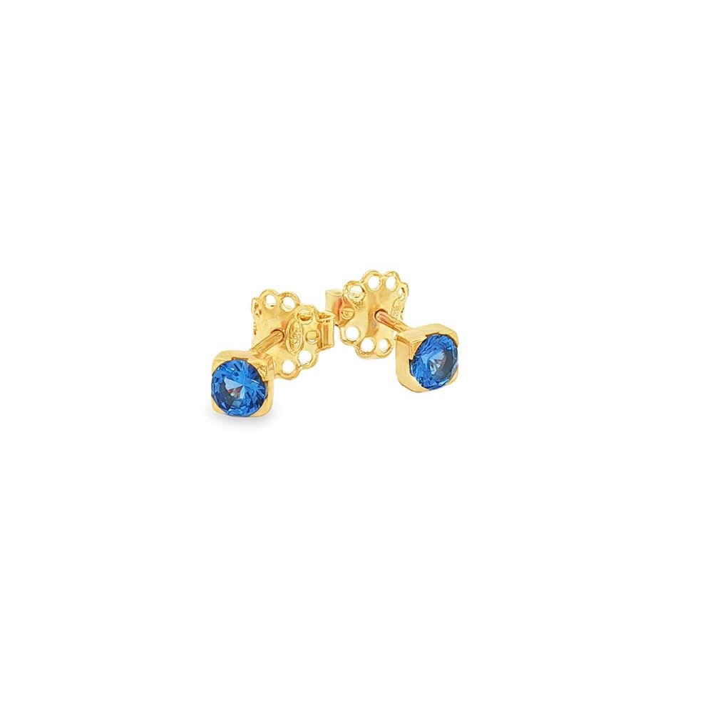 lights gold blue 4mm earrings