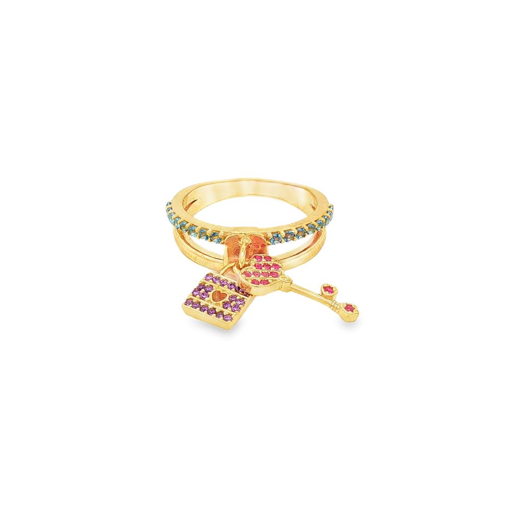 unlock your heart gold celeste&ametista&fucsia ring