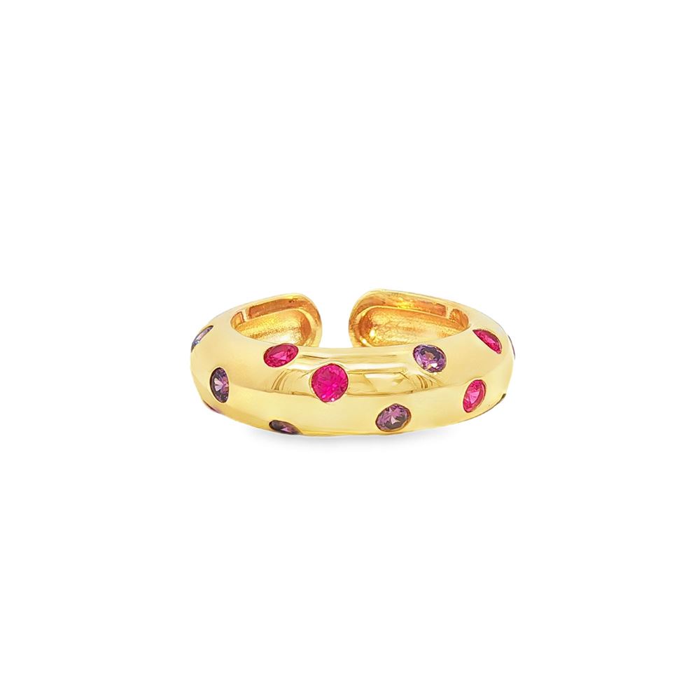 GLAMOUR GOLD AMETISTA&FUCSIA RING