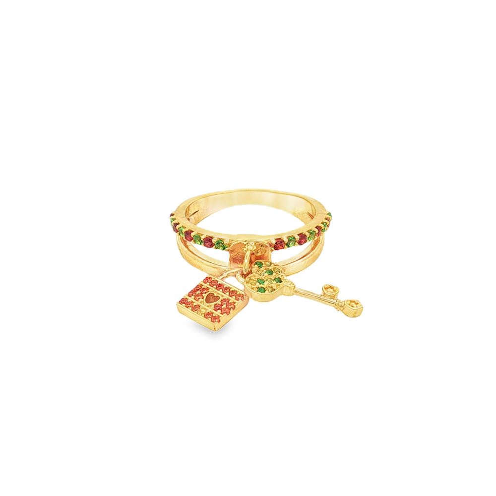 unlock your heart gold green&orange ring