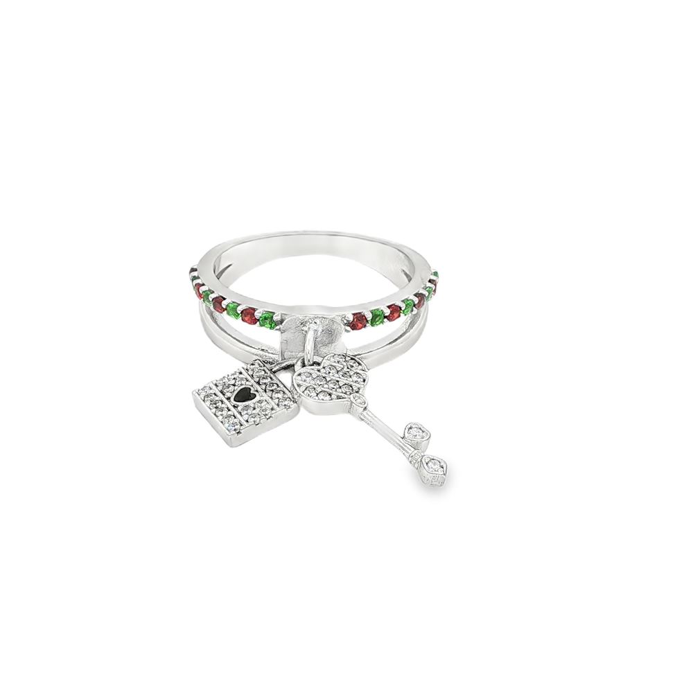 unlock your heart crystal&green&orange ring
