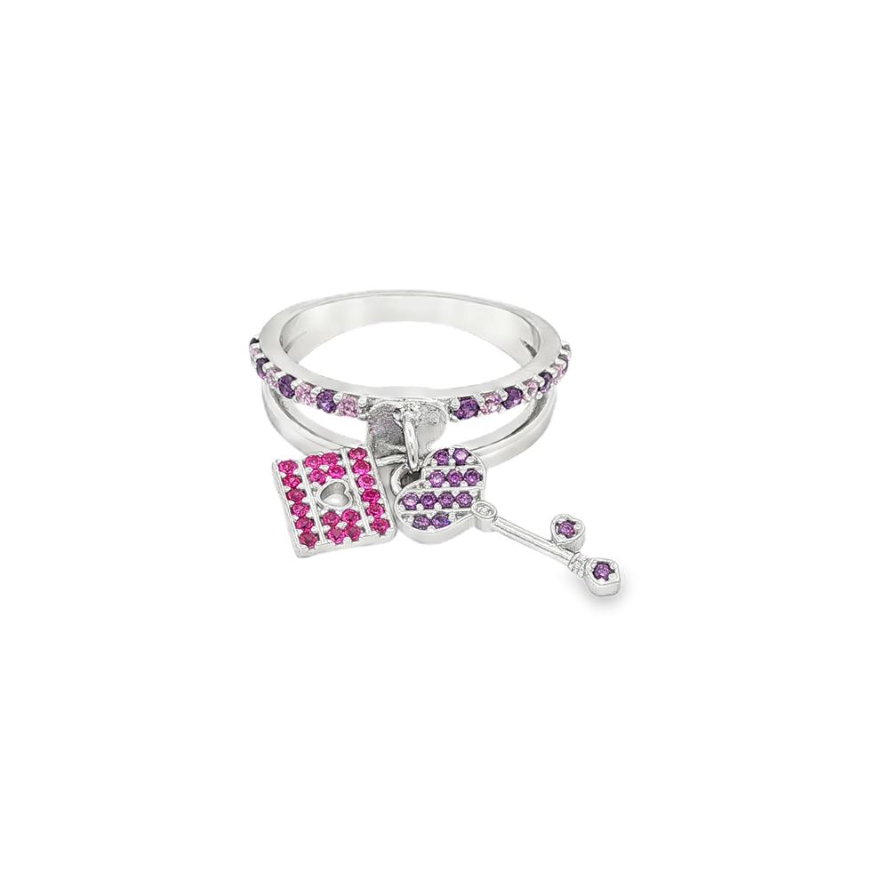 unlock your heart ametista&fucsia&pink ring