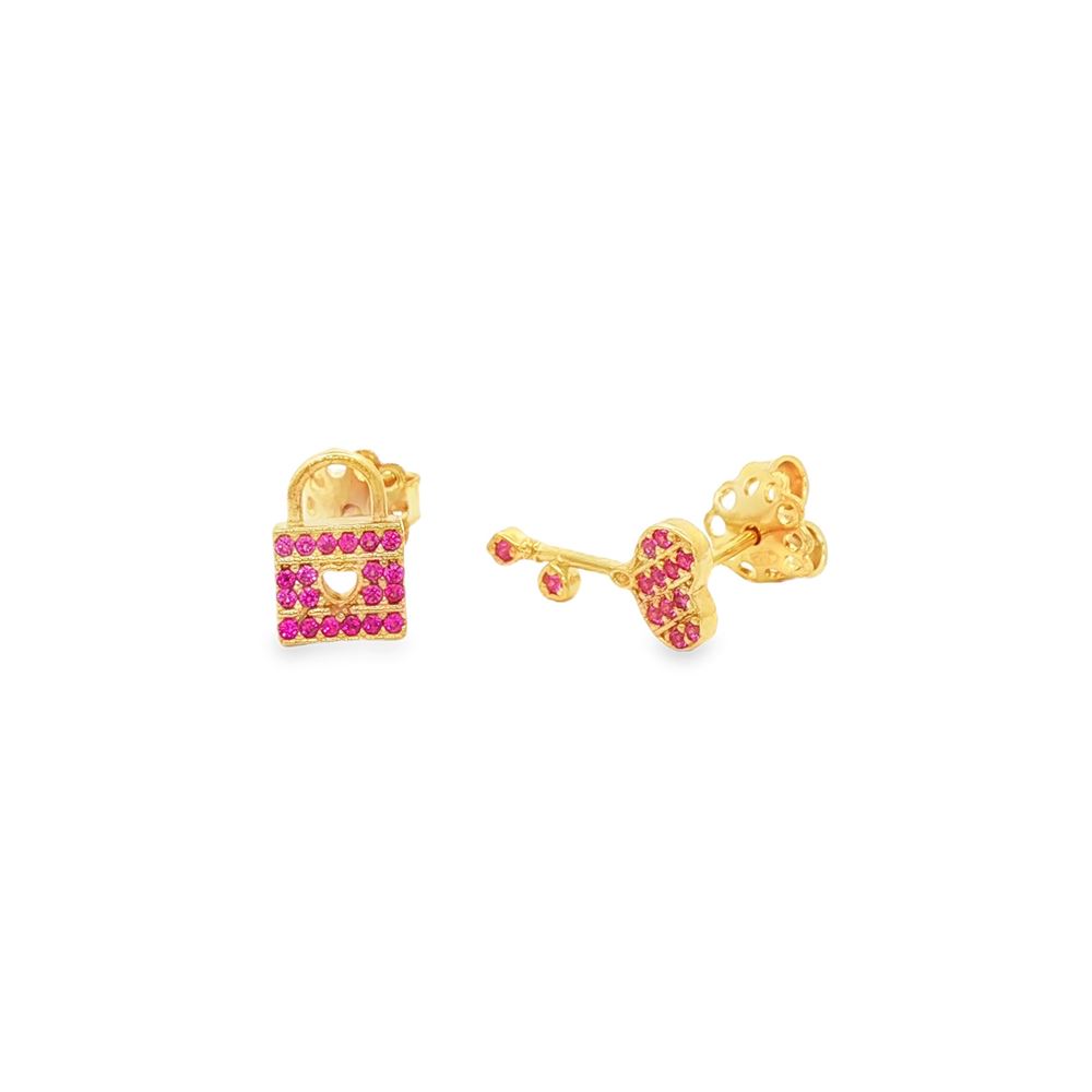 unlock your heart gold fucsia earrings