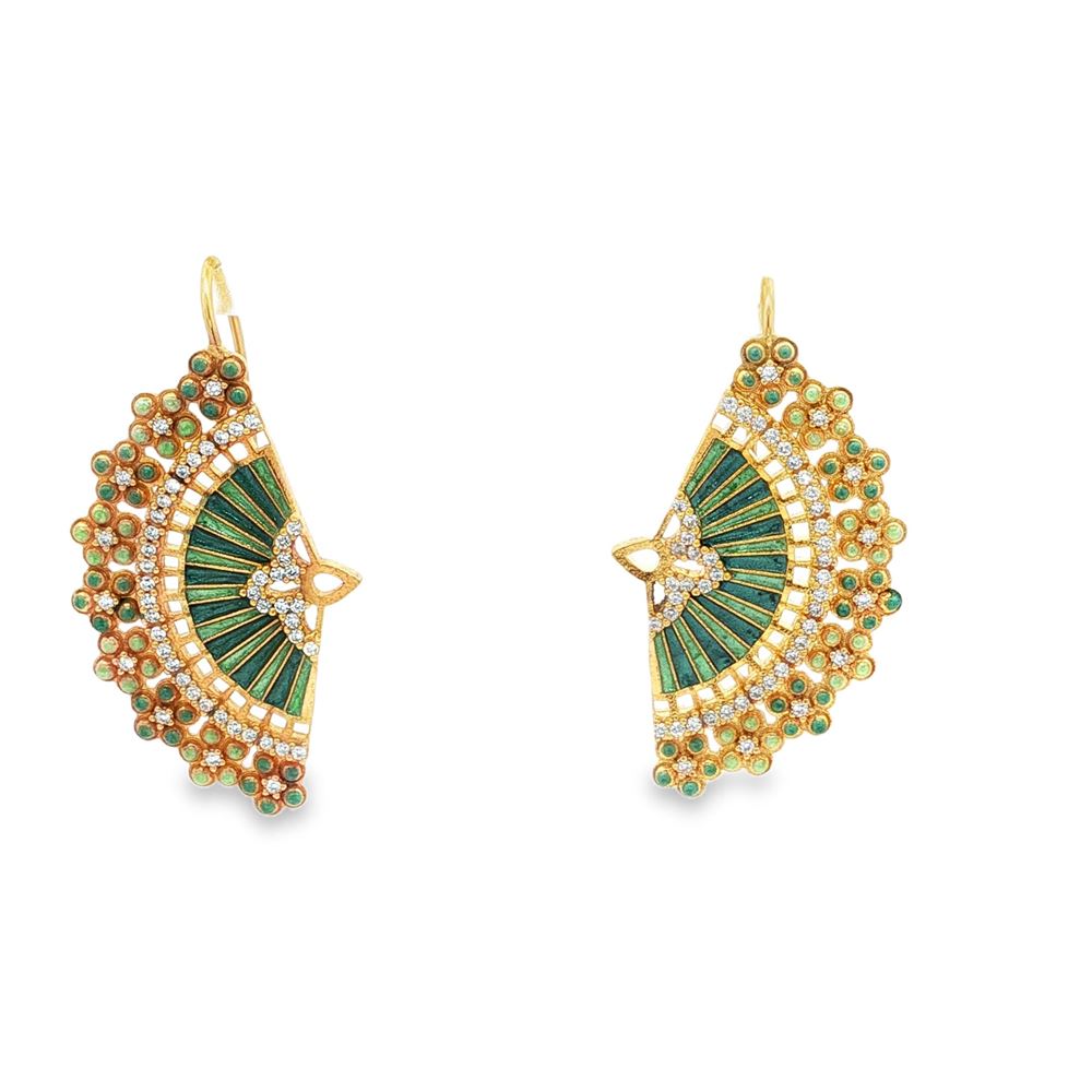diva gold crystal green earrings