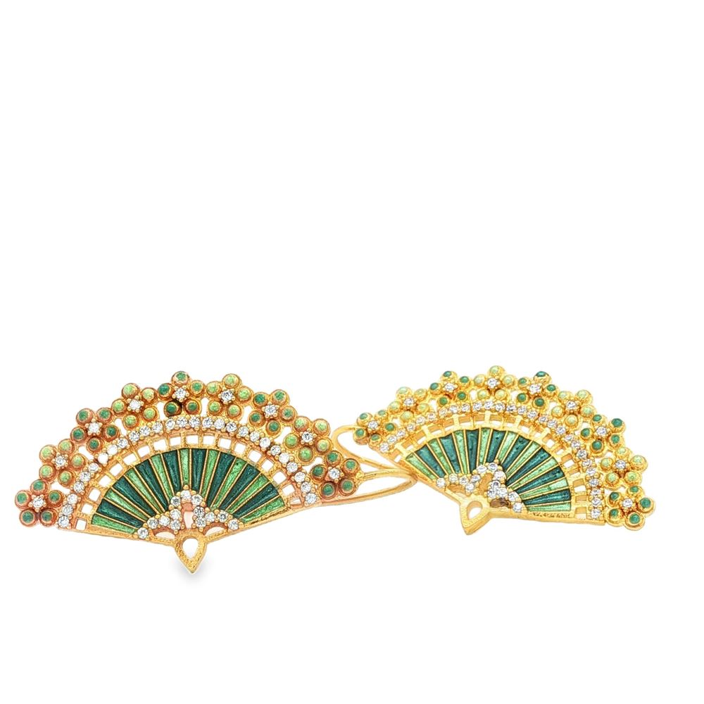 diva gold crystal green earrings