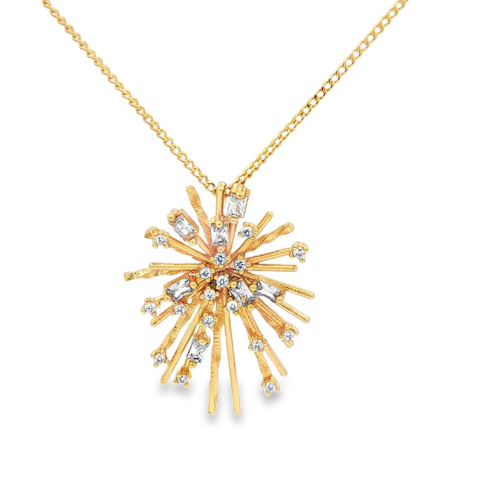 firework gold crystal necklace