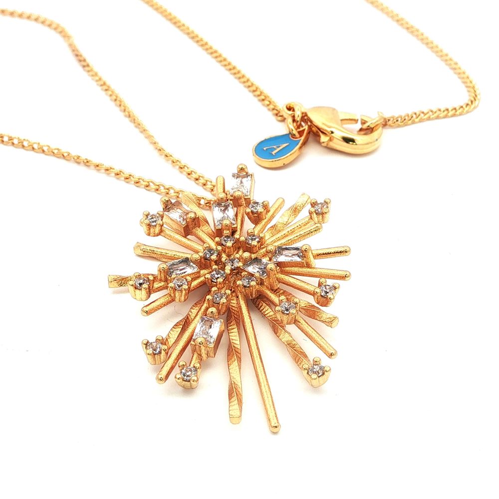 firework gold crystal necklace