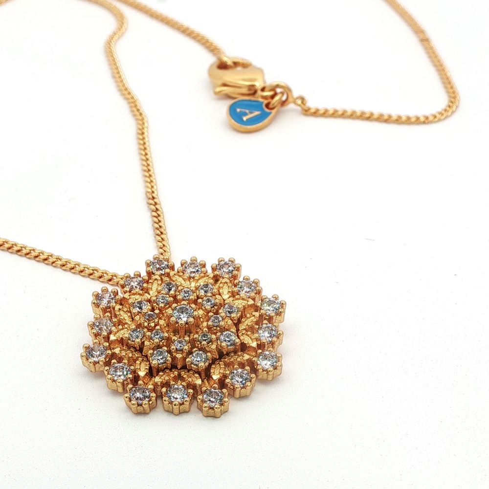 flake gold crystal necklace