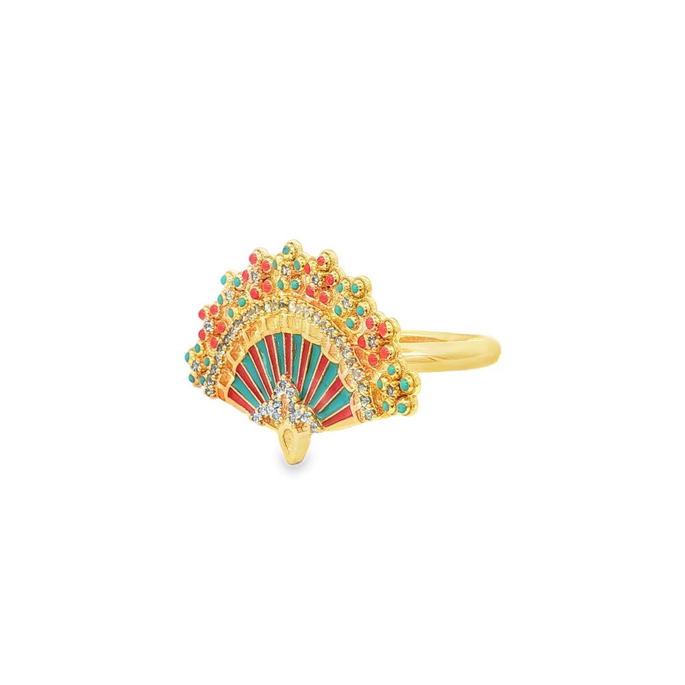 DIVA GOLD ACQUAMARINA AZZURRO&ORANGE GLAZED RING