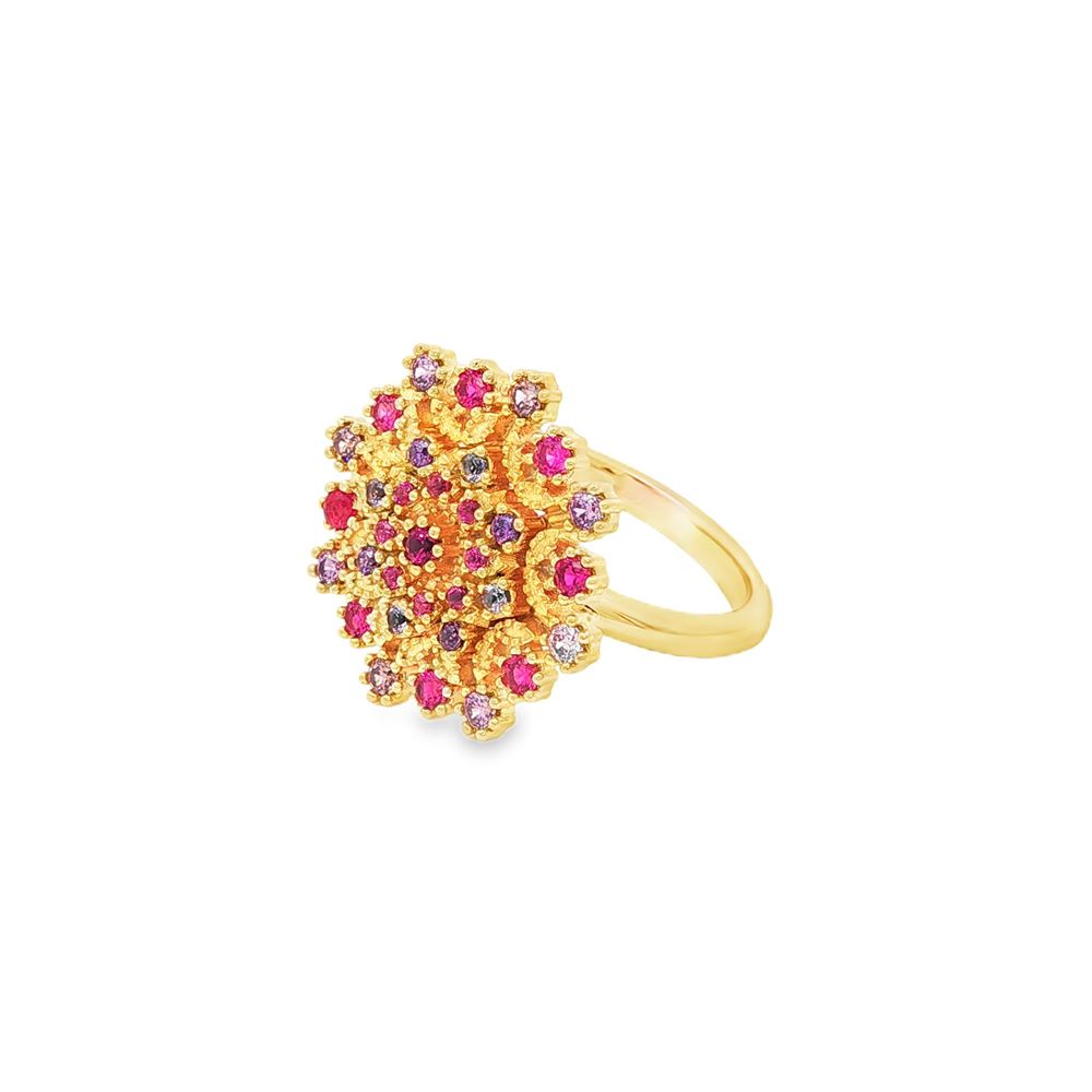 flake gold morganite&ametista&fucsia ring
