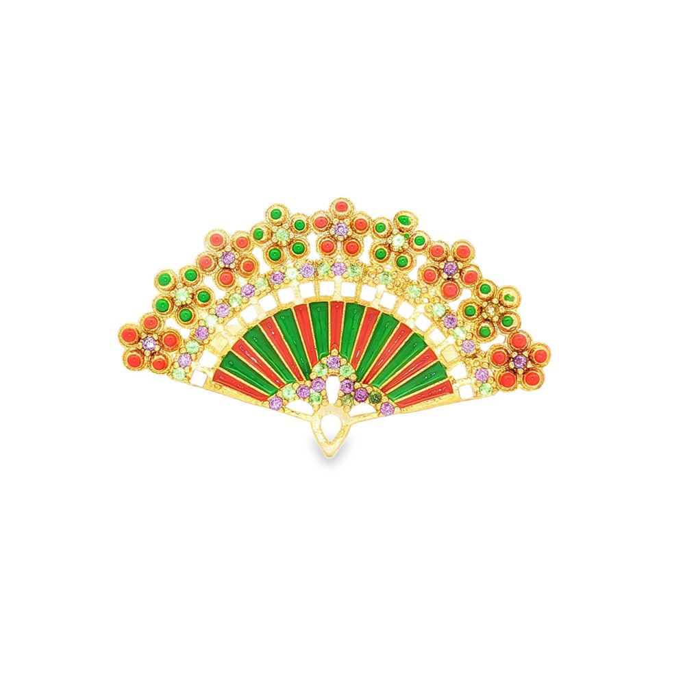 DIVA GOLD AMETISTA&GREEN STONES GREEN&ORANGE GLAZED RING