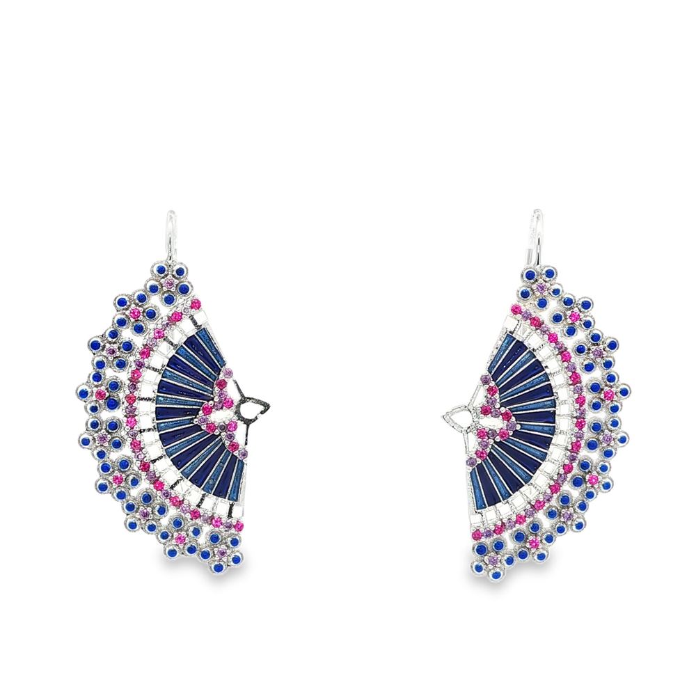 DIVA AMETISTA&FUCSIA STONES BLUE GLAZED EARRINGS