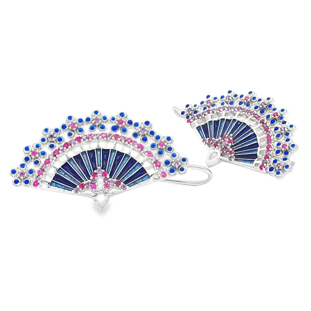 DIVA AMETISTA&FUCSIA STONES BLUE GLAZED EARRINGS