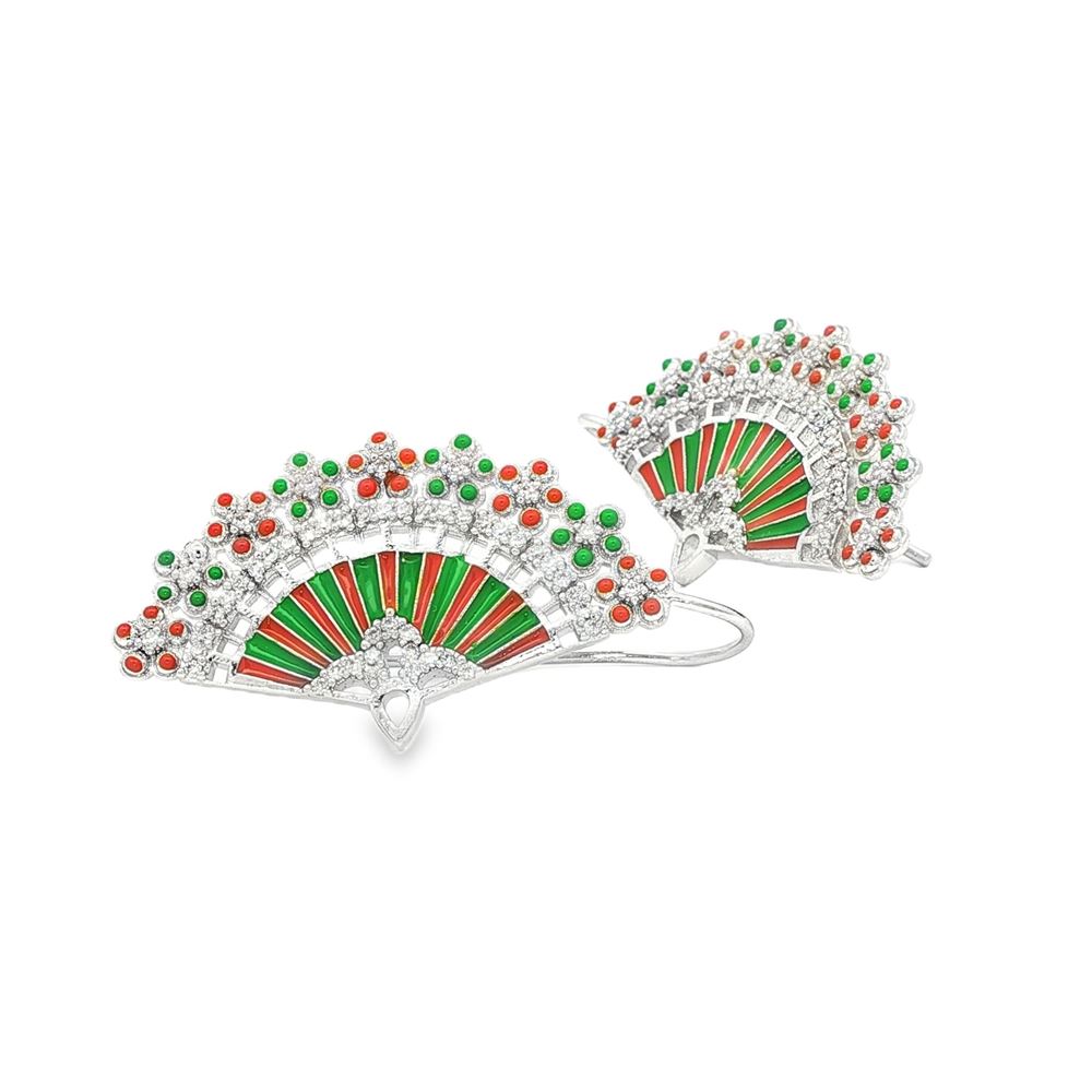 DIVA CRYSTAL STONES GREEN&ORANGE GLAZED EARRINGS