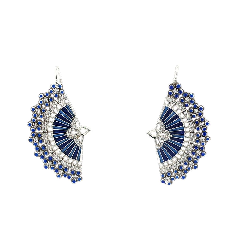 DIVA CRYSTAL STONES BLUE GLAZED EARRINGS