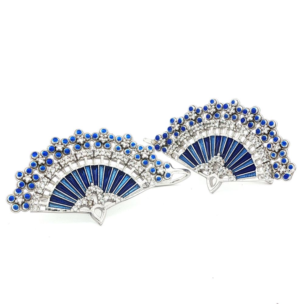 DIVA CRYSTAL STONES BLUE GLAZED EARRINGS