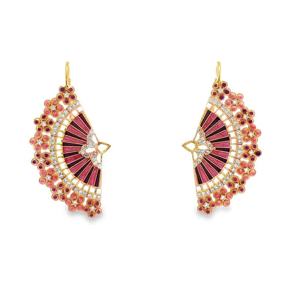 DIVA GOLD CRYSTAL STONES PINK&PURPLE GLAZED EARRINGS