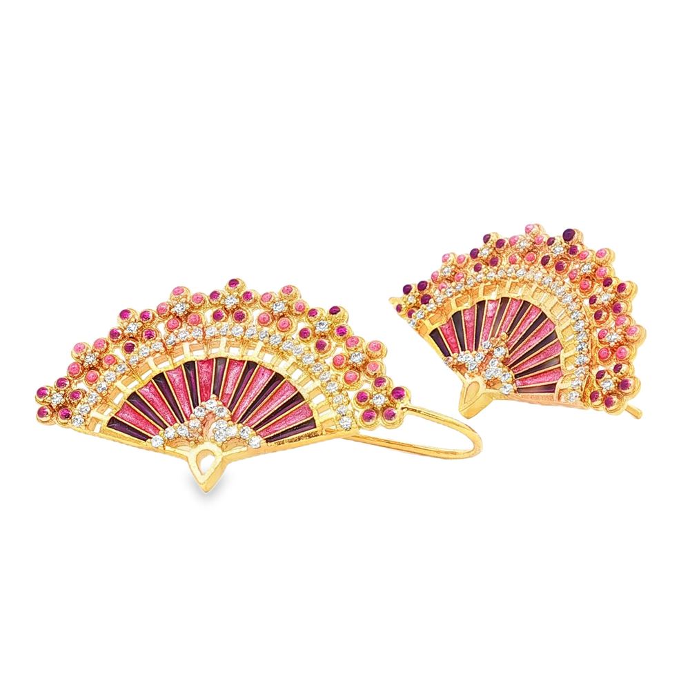 DIVA GOLD CRYSTAL STONES PINK&PURPLE GLAZED EARRINGS