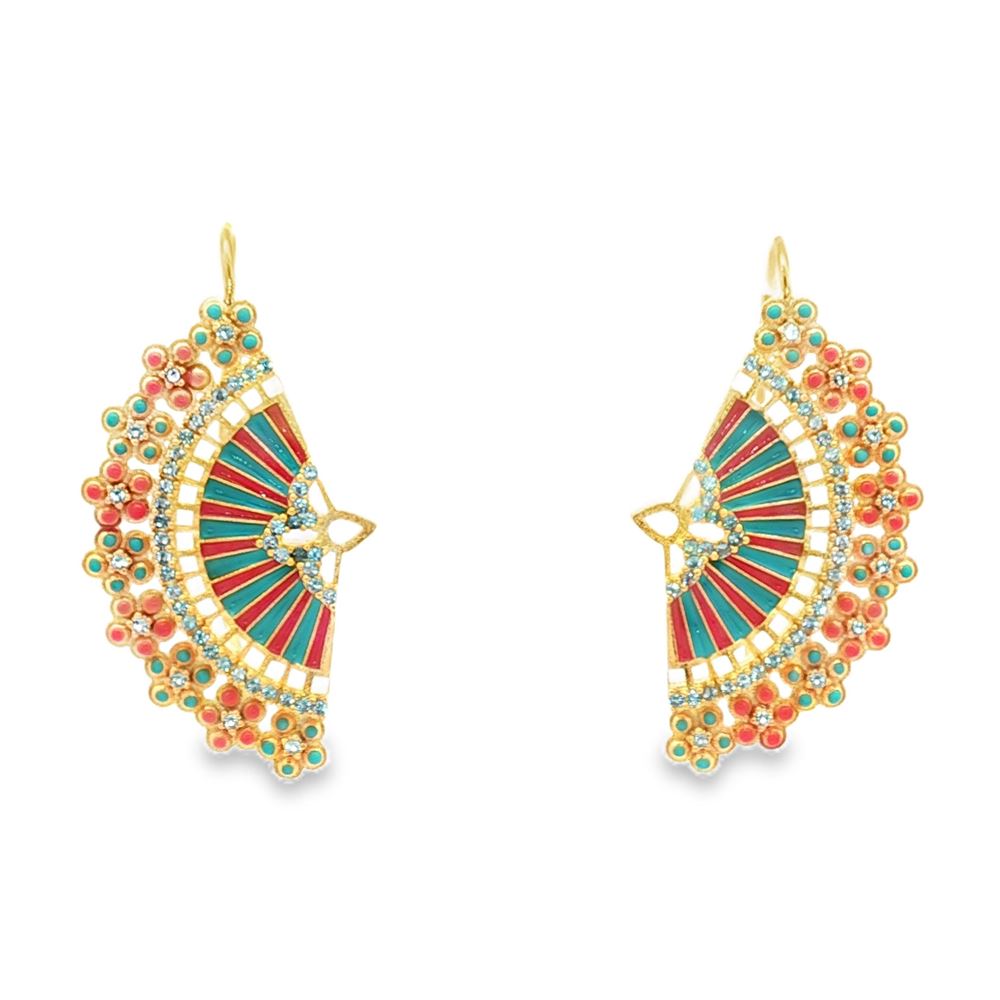 DIVA GOLD ACQUAMARINA STONES AZZURRO&ORANGE GLAZED EARRINGS