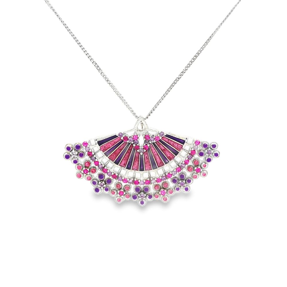 DIVA FUCSIA&AMETISTA STONES PINK&PURPLE GLAZED NACKLACE