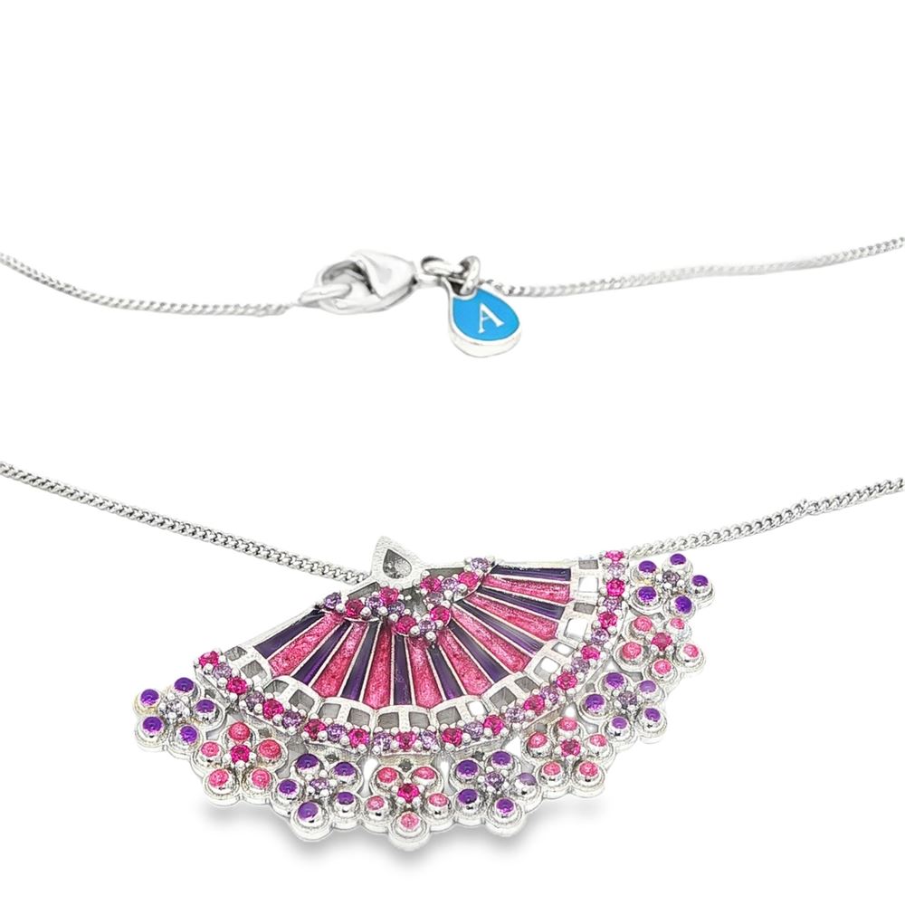 DIVA FUCSIA&AMETISTA STONES PINK&PURPLE GLAZED NACKLACE