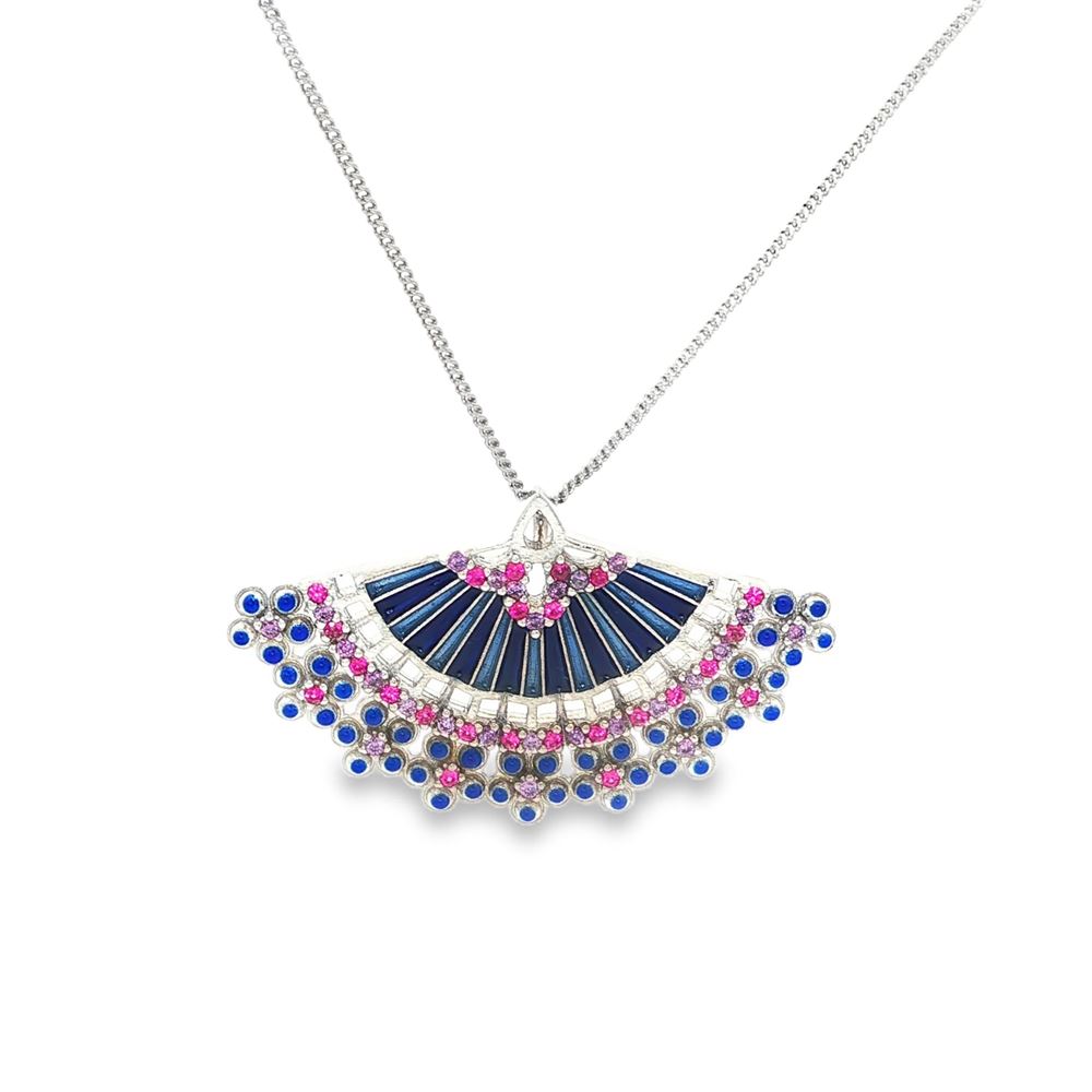DIVA FUCSIA&AMETISTA STONES BLUE GLAZED NECKLACE