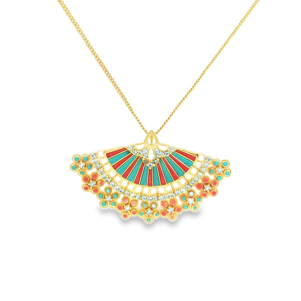 DIVA GOLD ACQUAMARINA STONES AZZURRO&ORANGE GLAZED NECKLACE