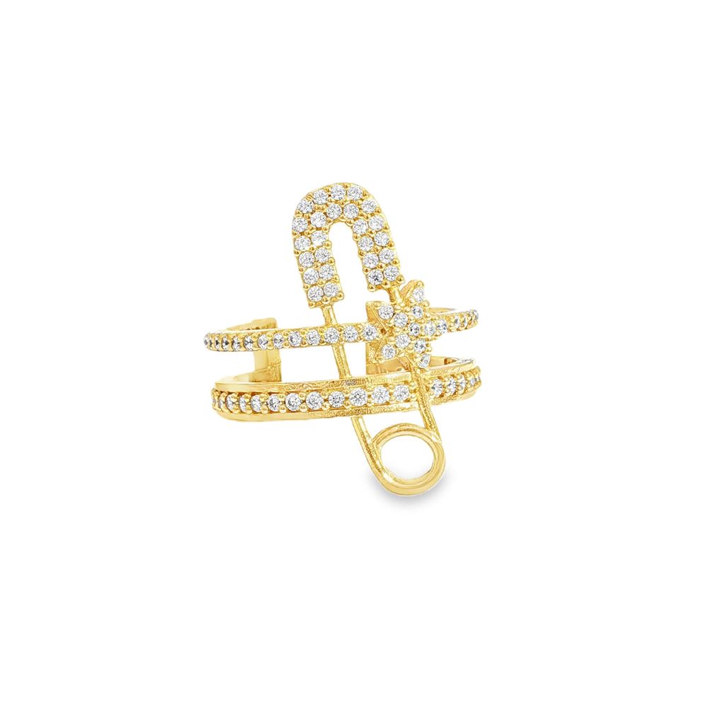 STARLIKE GOLD PIN CRYSTAL RING