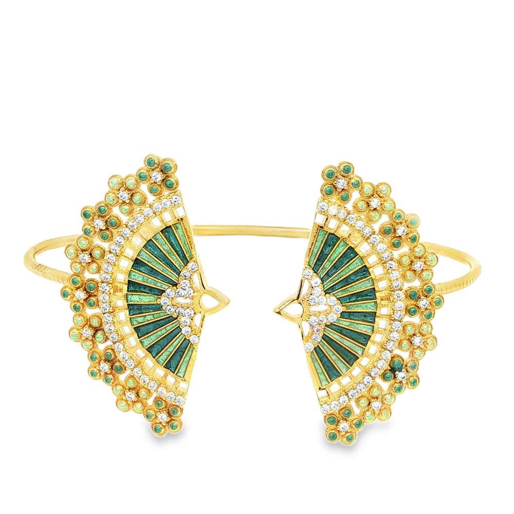 DIVA GOLD CRYSTAL STONES GREEN GLAZED BRACELET